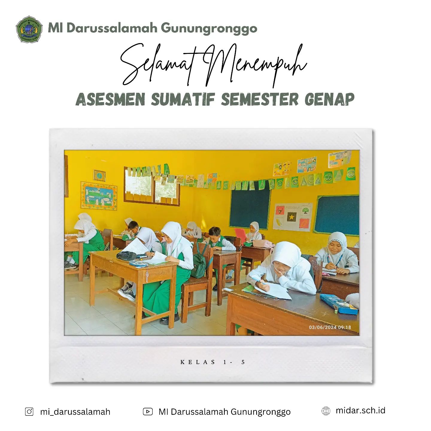 thumbnail for Asesmen Sumatif Semester Genap Kelas 1-5 tanggal 03-10 Juni 2024